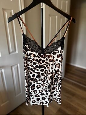 Soma Black and Cream Animal Print Sleep Tank